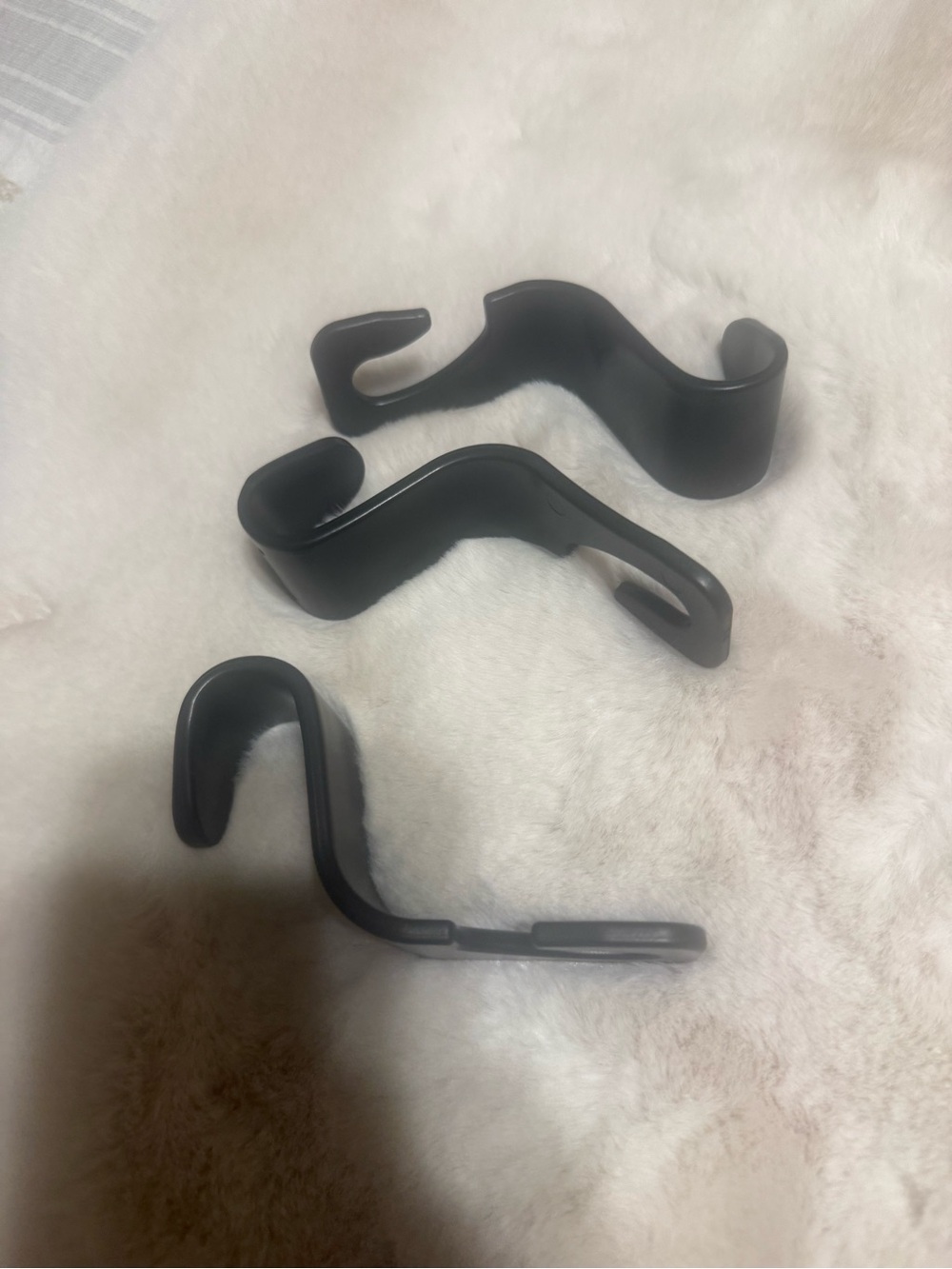 Black Plastic Purse Hook Clips - Set of 3